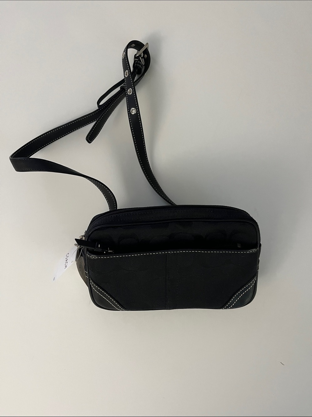 Coach Black Signature Crossbody Belt Bag for Men